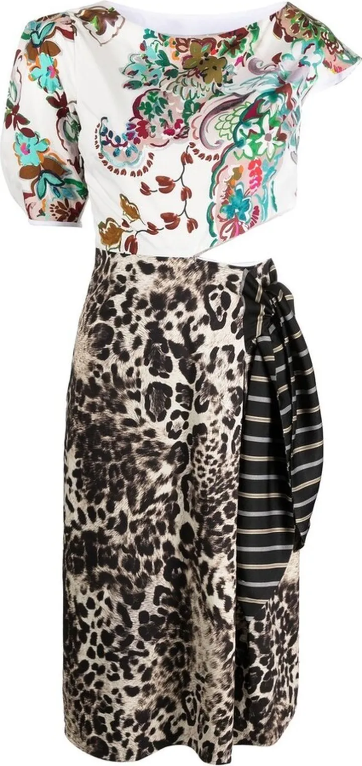 Patchwork-Style Knot Detail Dress