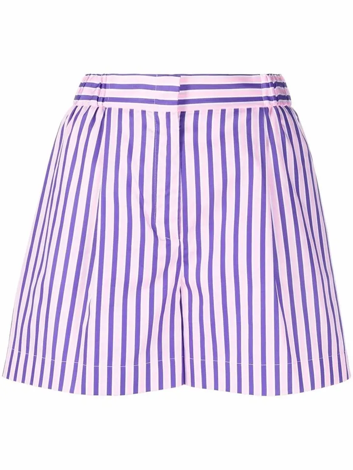 High-Waisted Pinstripe Shorts