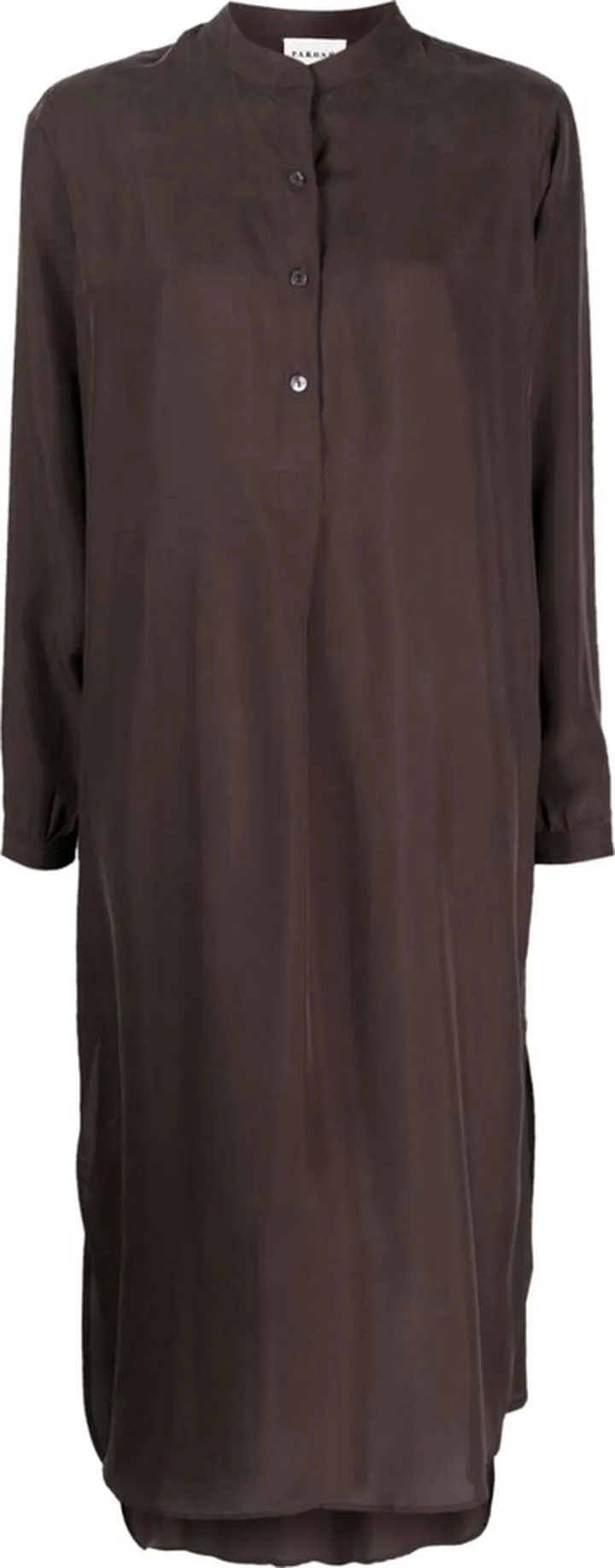 Collarless Midi Shirt Dress