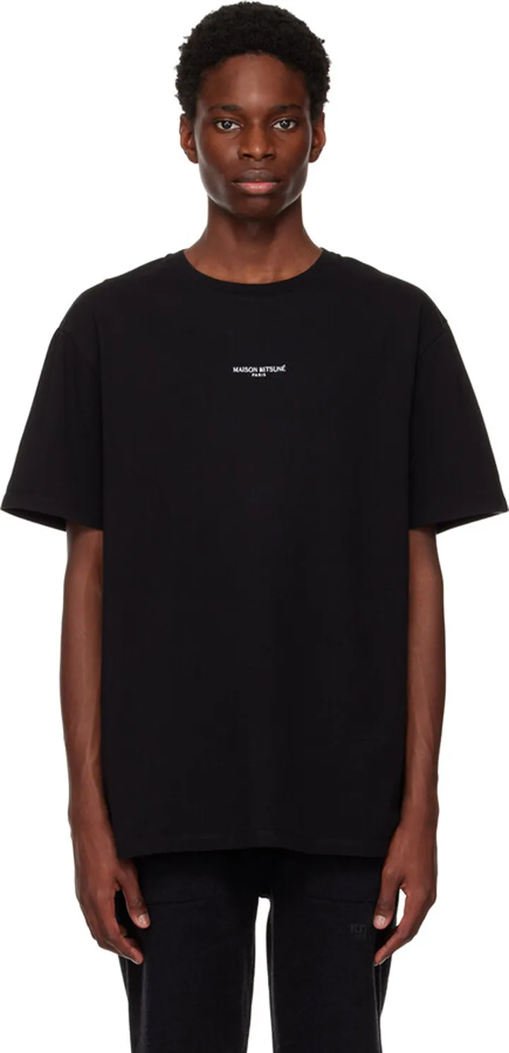 Maison Kitsuné Black Embroidered T-Shirt