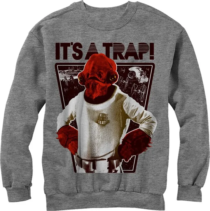 Men's Star Wars Ackbar It's a Trap Sweatshirt - Athletic Heather - 2X Large