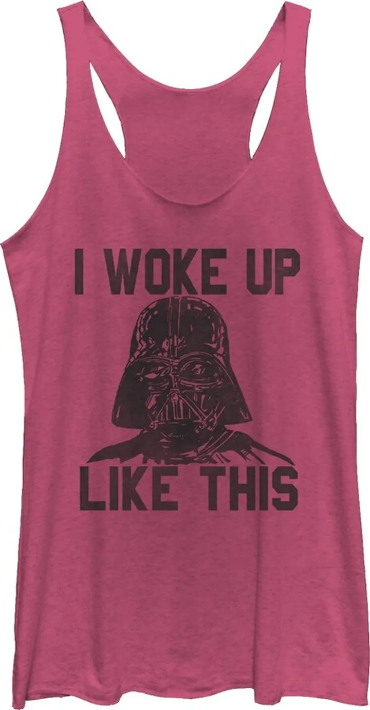 Women's Star Wars Darth Vader Woke Up Like This Racerback Tank Top - Pink Heather - Medium