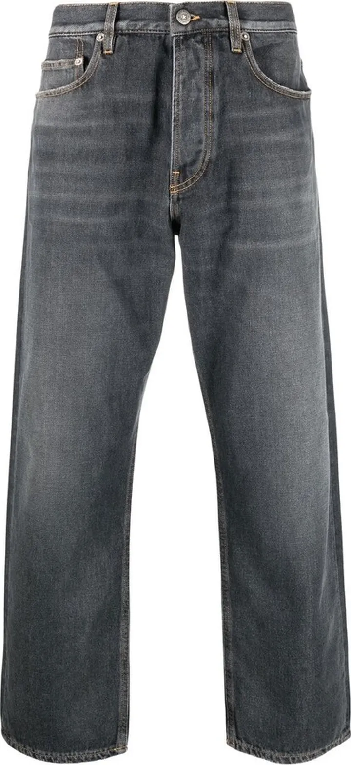Logo-Patch Wide-Leg Washed Jeans