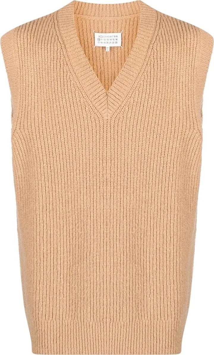 V-neck ribbed-knit vest