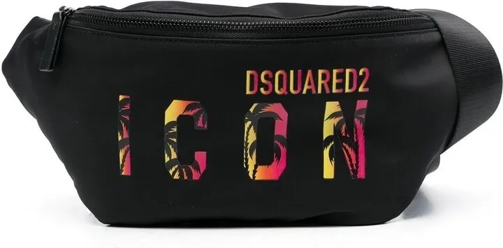 Black Logo Print Belt Bag