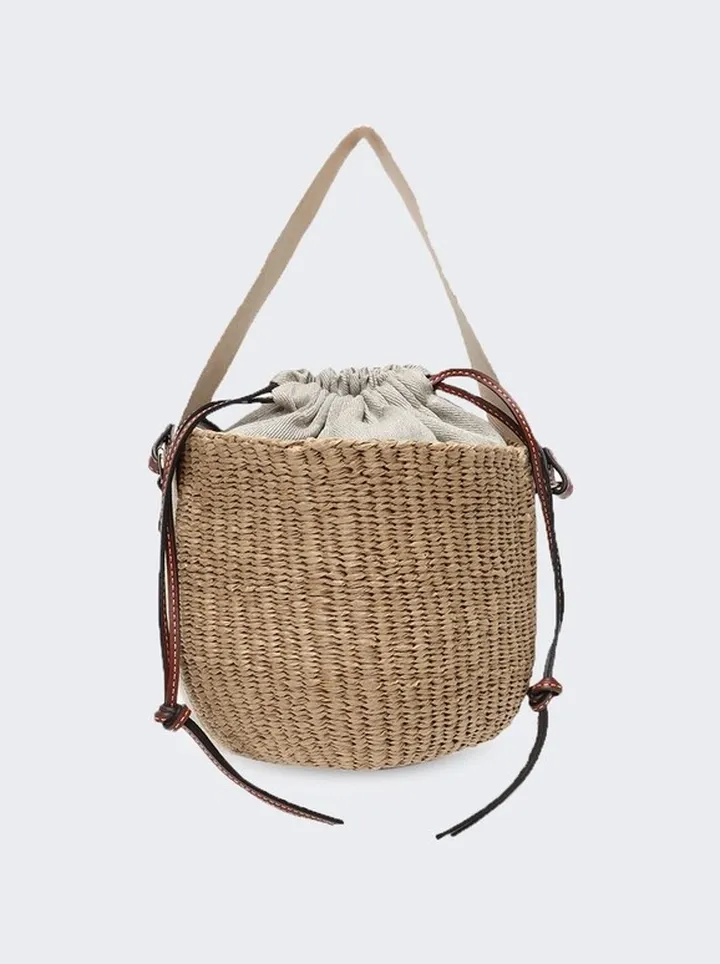 X Mifuko Woody Small Raffia Basket Bag White