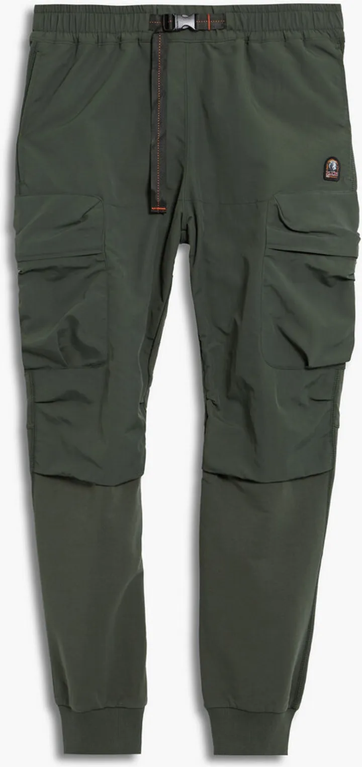 Appliquéd shell-paneled cotton-blend cargo pants