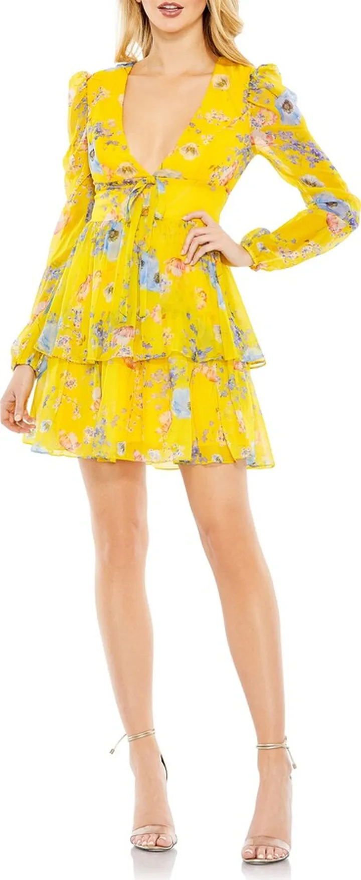 Floral Long Sleeve Chiffon Minidress