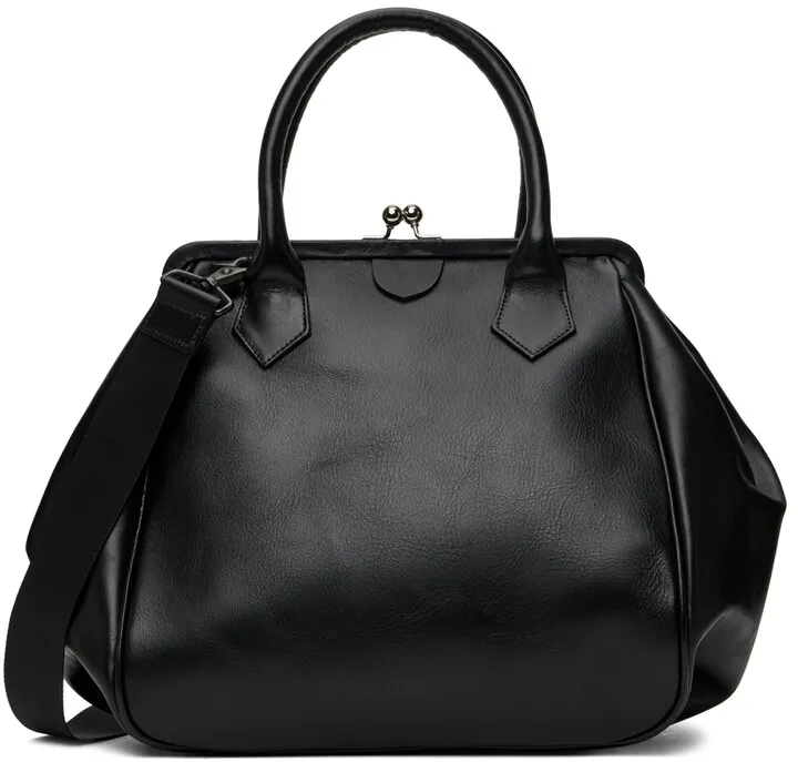 Y's Black Side Tuck Clasp Shoulder Bag