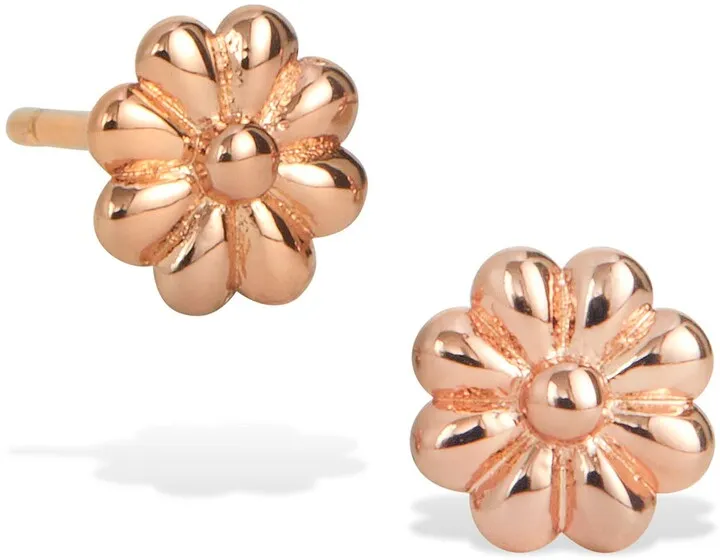 18K Rose Gold Plated Sterling Silver Florette Stud Earrings