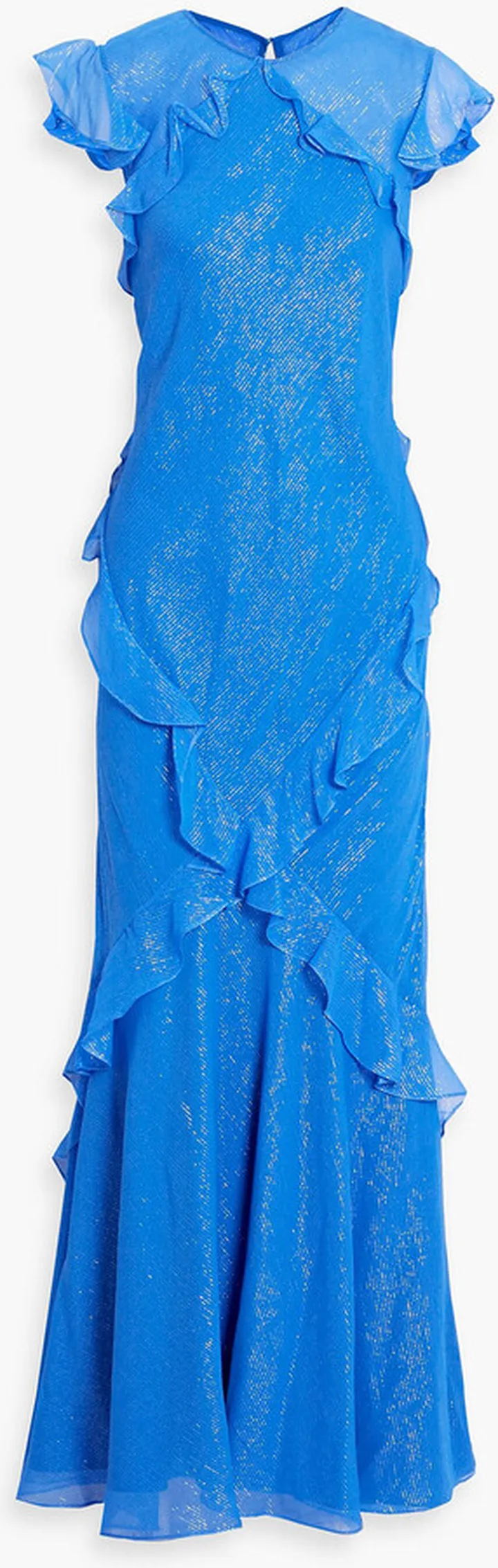 Tamara ruffled metallic striped silk-blend chiffon maxi dress