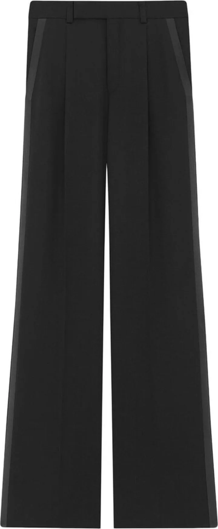 Satin-Stripe Detail Flared Trousers