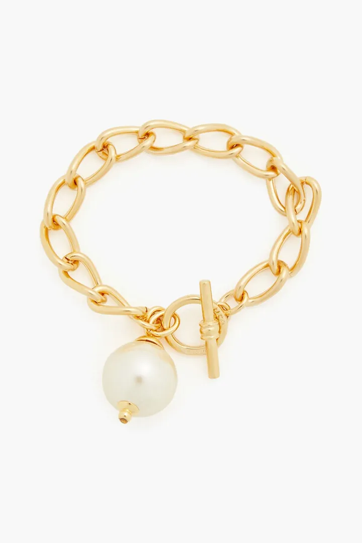 24-Karat Gold-Plated Faux Pearl Bracelet