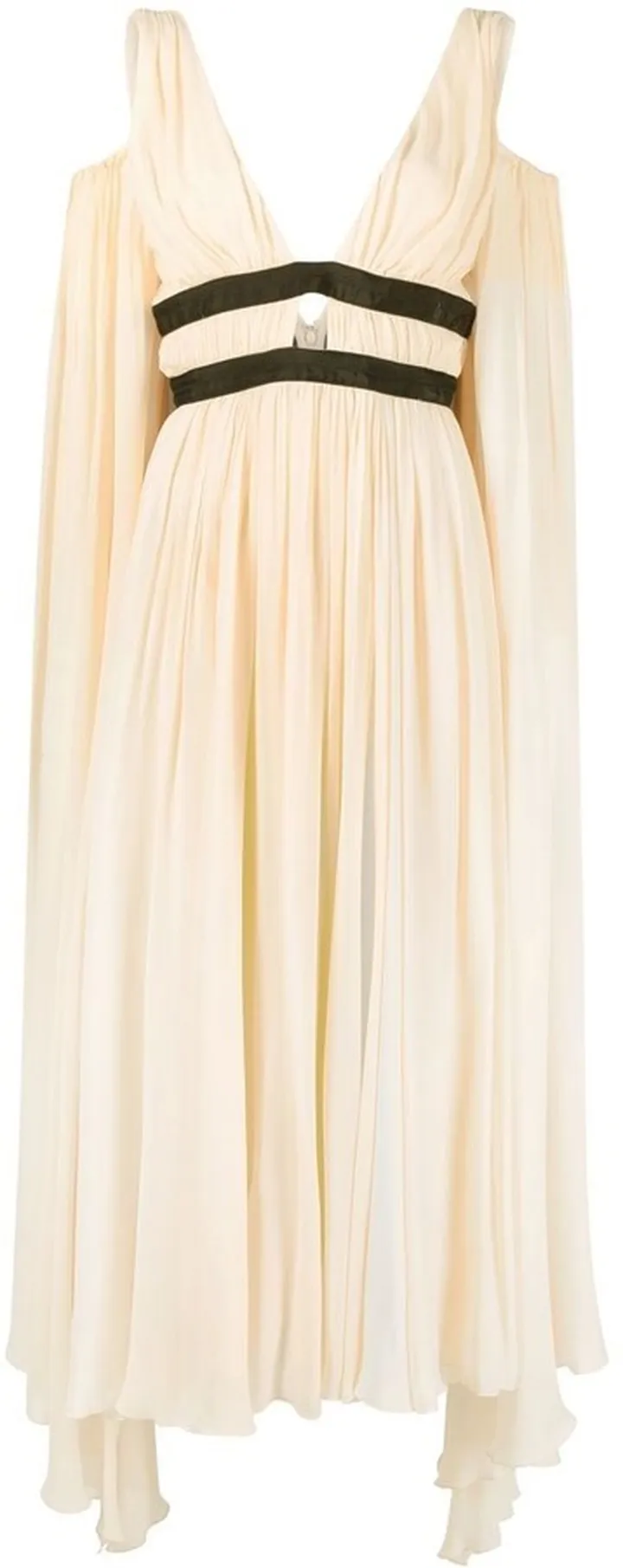 Cold-Shoulder Pleat-Effect Gown