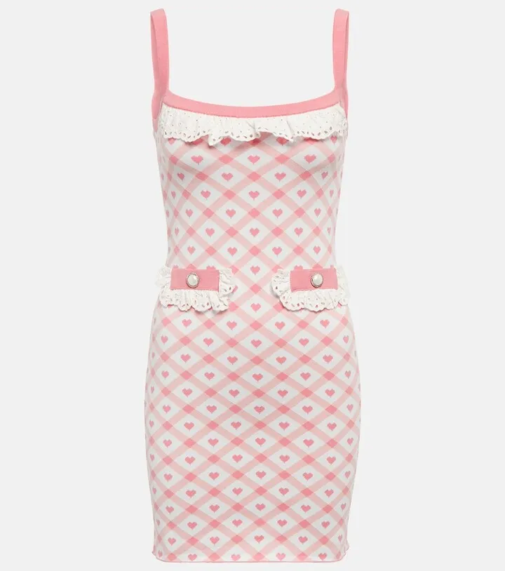 Patterned jacquard-knit minidress