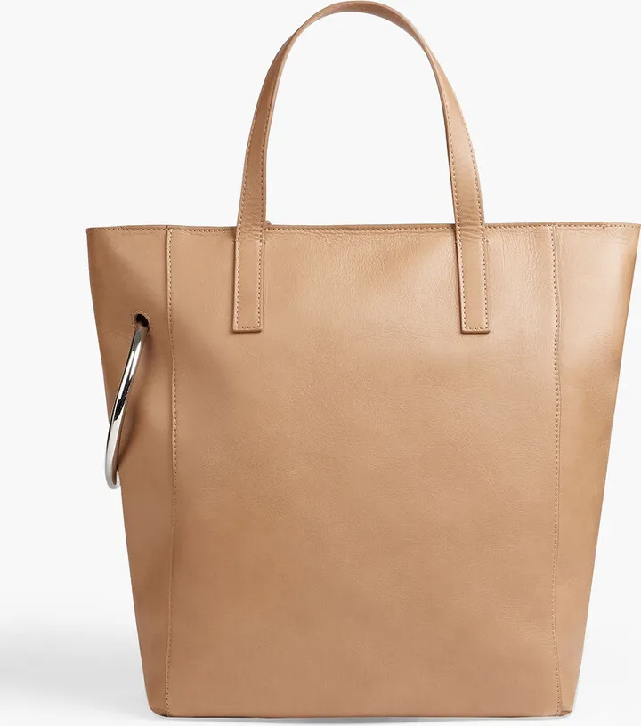 Ring-embellished leather tote