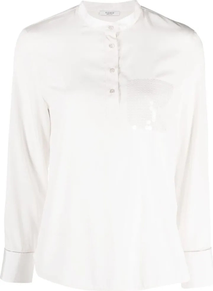 Long-Sleeve Silk Polo Shirt