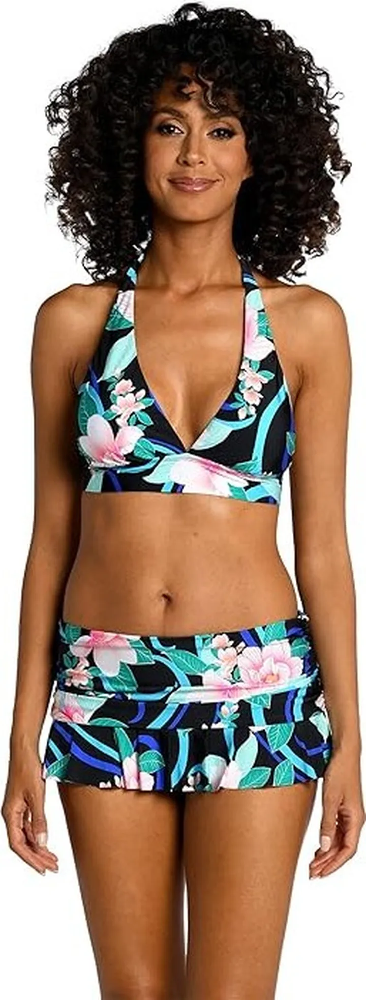La Blanca Nightfall Blooms Banded Halter Top (Black) Women's Swimwear
