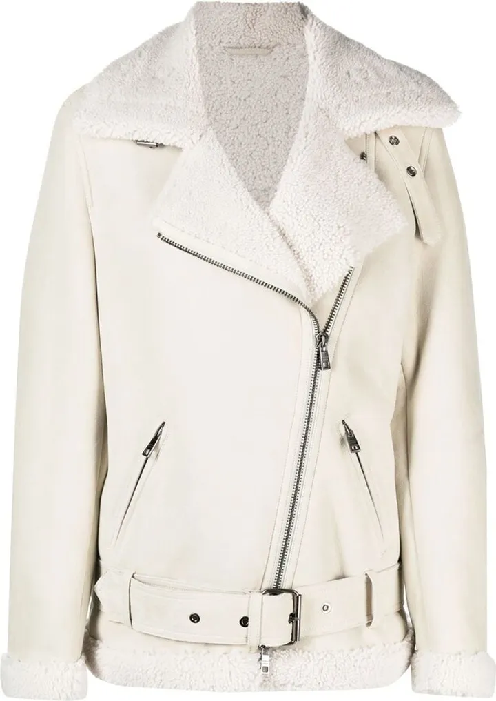 Shearling Suede Biker Jacket