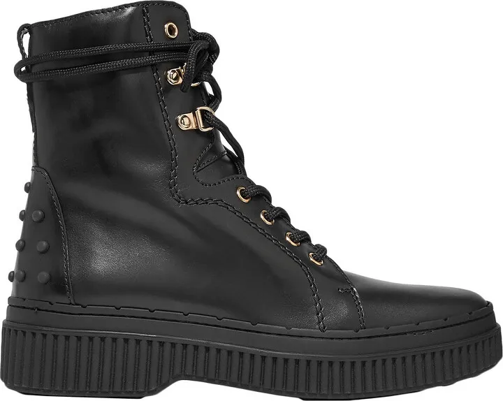 Leather combat boots