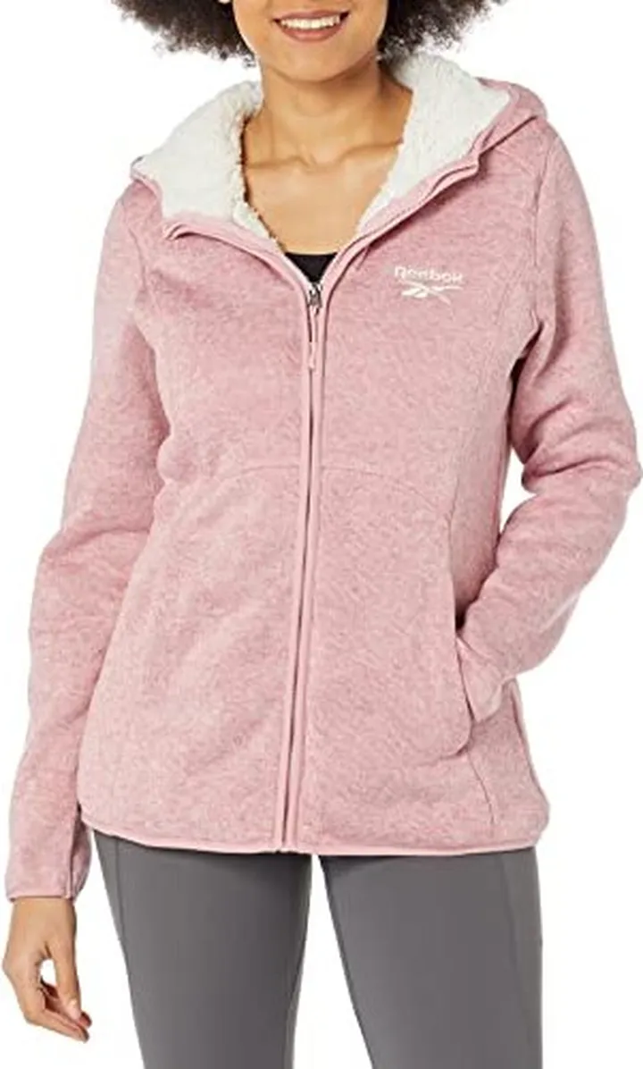 Reebok Women's Sherpa Lined Sweater Fleece Jacket