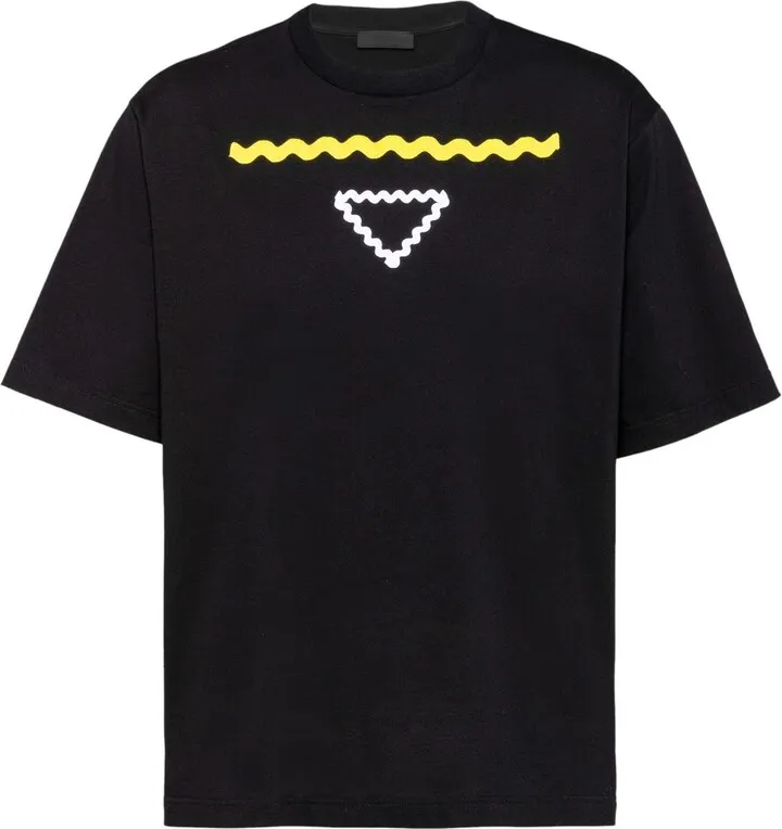 triangle-print cotton T-shirt