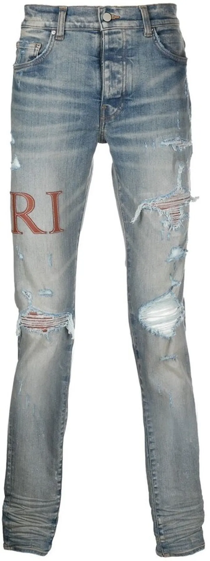 Leather-Stitch Logo Skinny Jeans