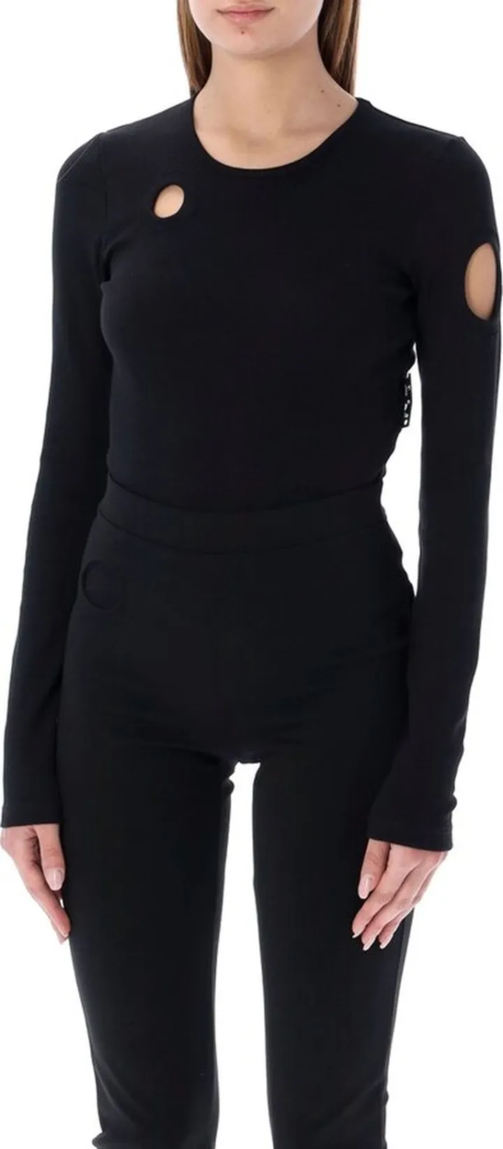 Off-White Cut-Out Detailed Long-Sleeved Bodysuit