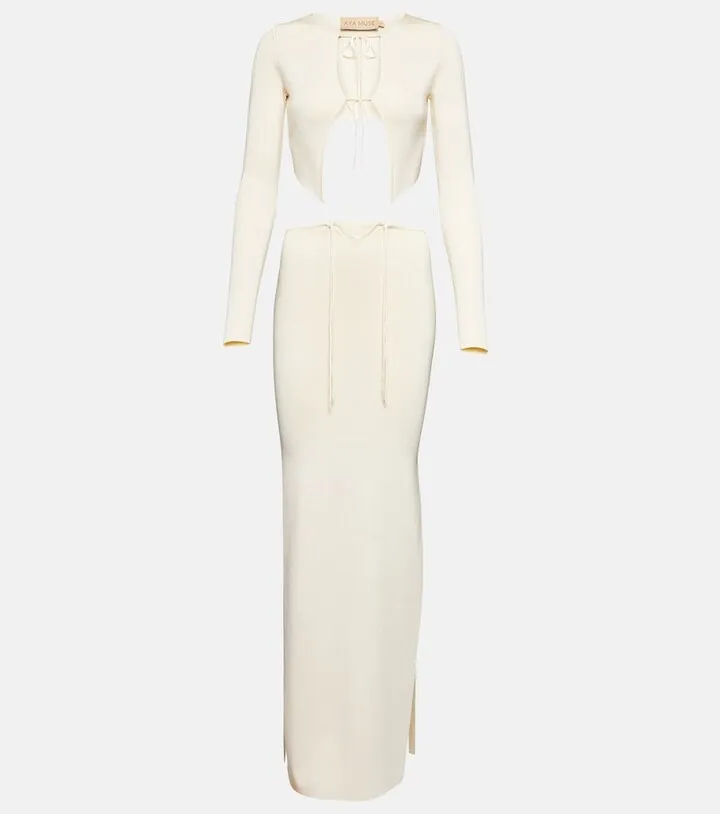 Ribbed-knit cutout maxi dress