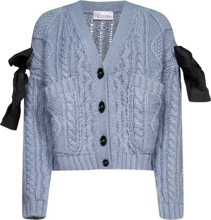 REDValentino Bow Detailed V-Neck Cardigan