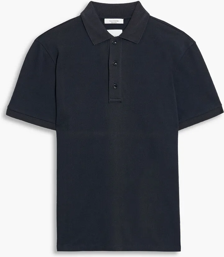Studded cotton-piqué polo shirt