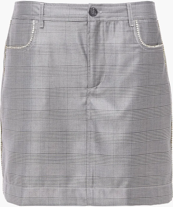 Paloma crystal-embellished Prince of Wales checked silk and wool-blend mini skirt