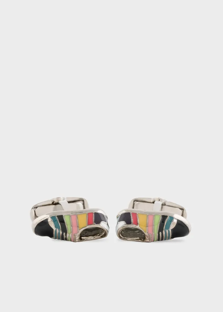 Multicolor 'Artist Stripe' Sneaker Cufflinks