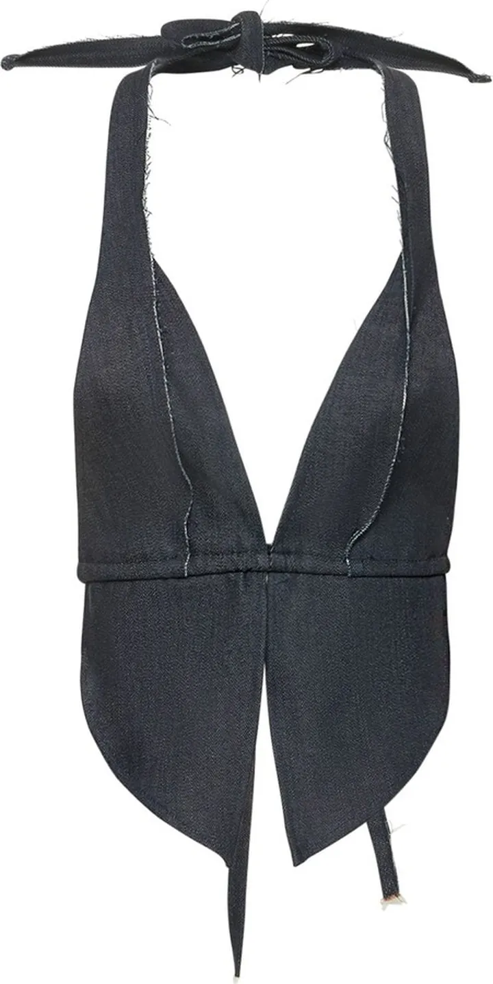 Butterfly deadstock raw denim halter top