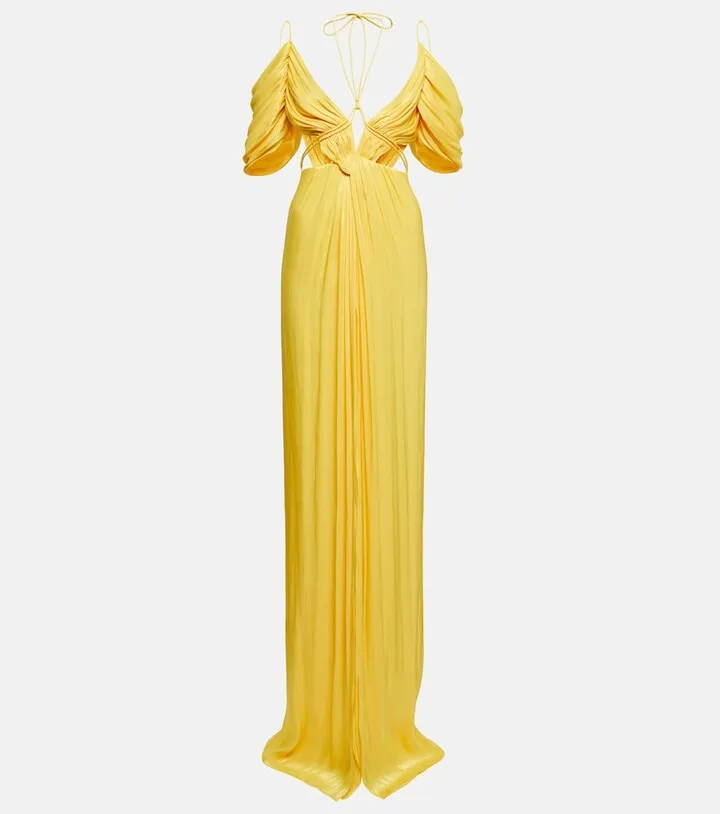 Thalia gathered off-shoulder gown
