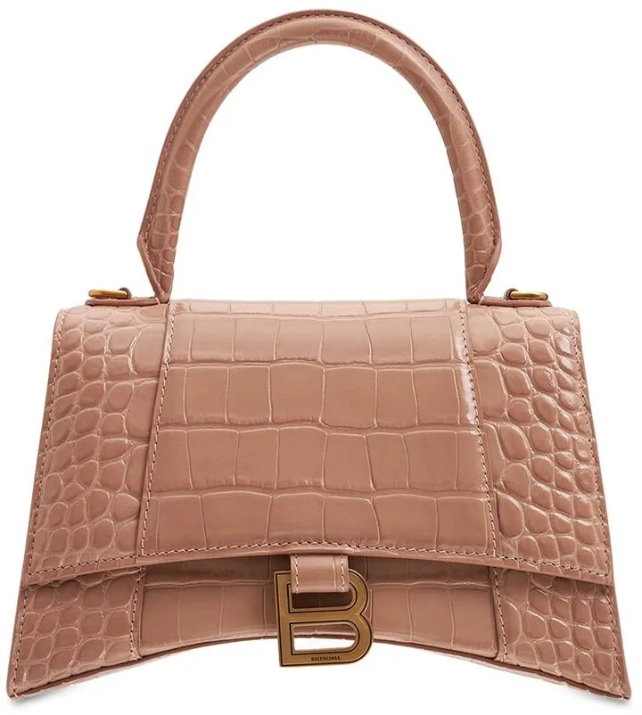 Hourglass croc embossed leather bag