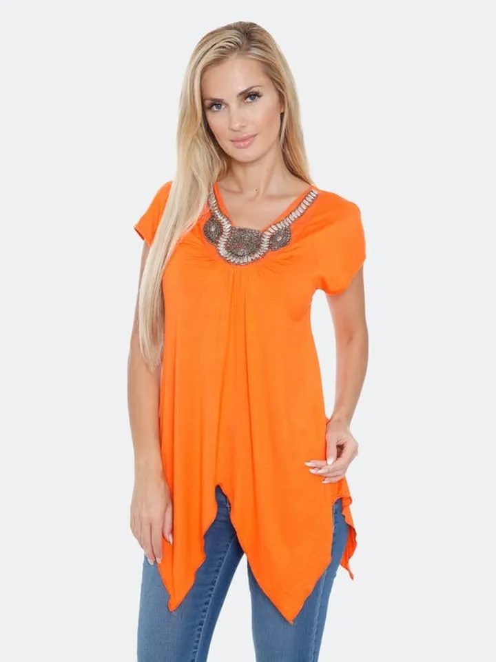 White Mark Fenella Tunic Top - Orange