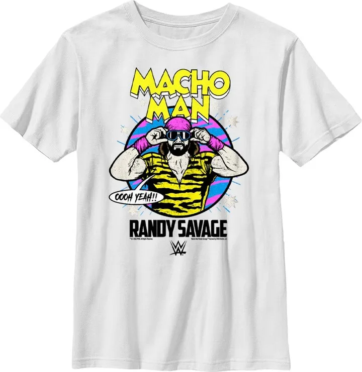 Boy's WWE Macho Man Randy Savage Oooh Yeah Retro T-Shirt - White - Medium