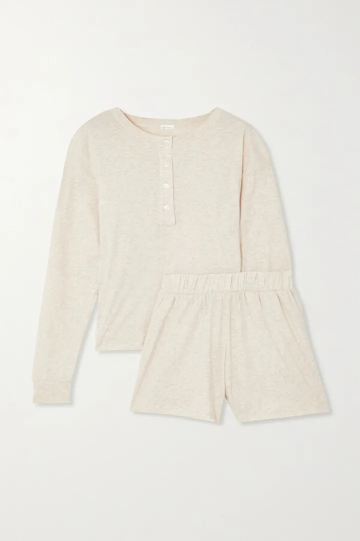 Skin - Chloe Pima Cotton-jersey Pajama Set - Neutrals