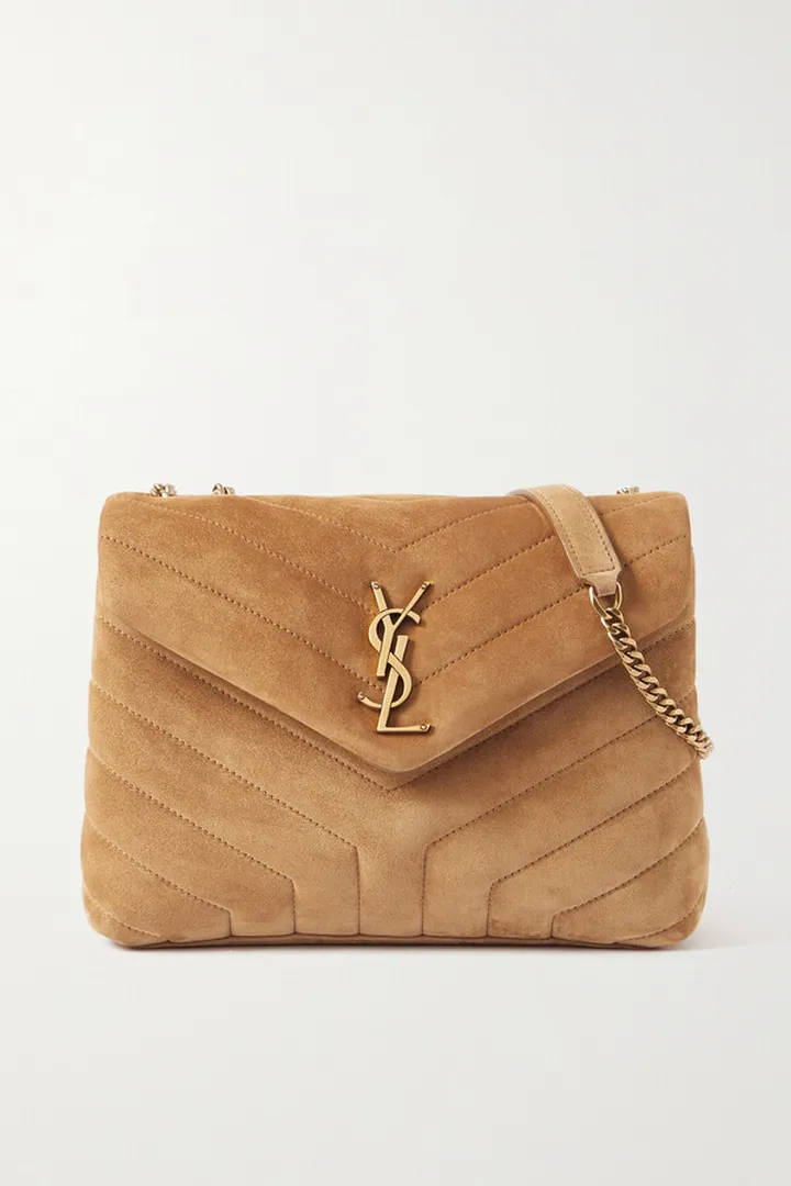 SAINT LAURENT - Loulou Small Quilted Suede Shoulder Bag - Brown