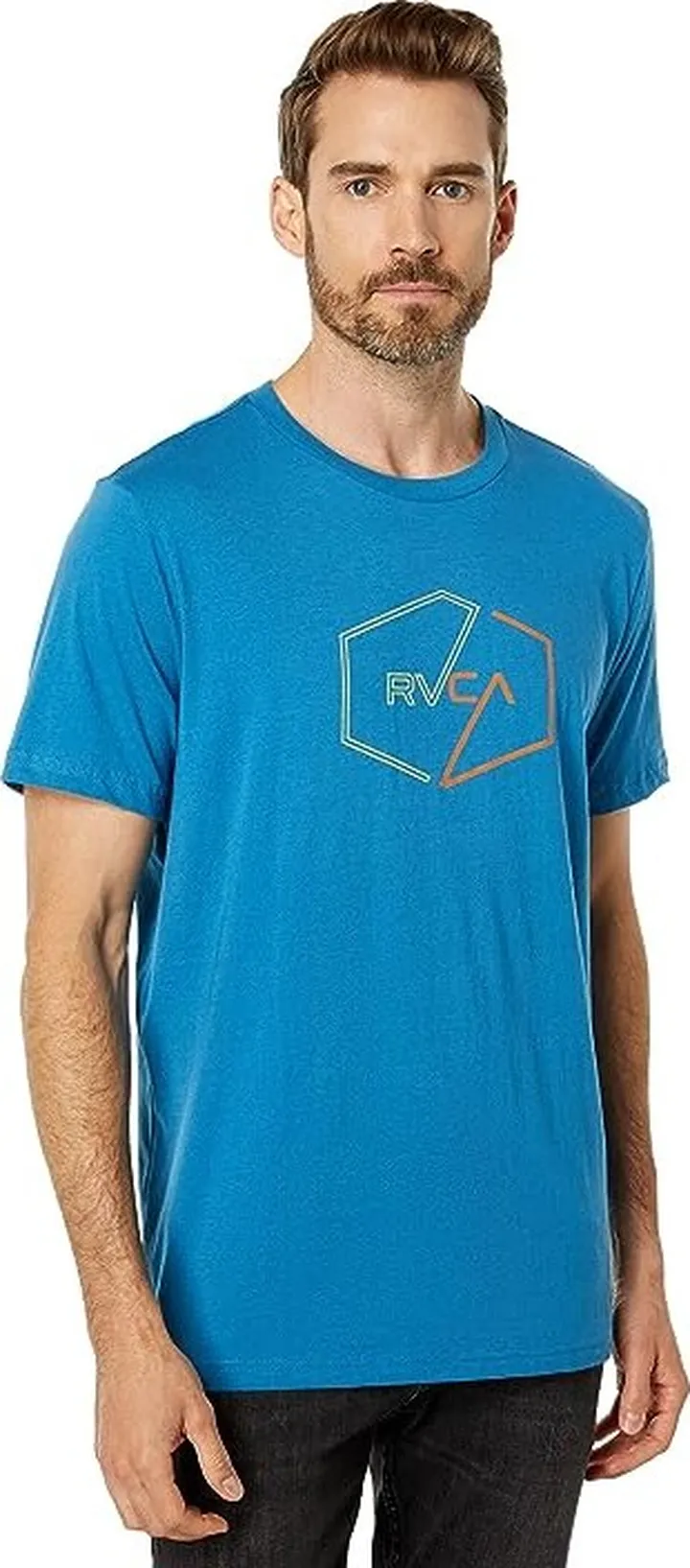 RVCA Halfway Short Sleeve Tee (French Blue) Men's Clothing