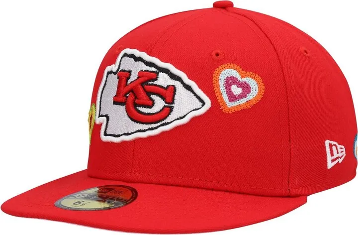 Men's New Era Red Kansas City Chiefs Chain Stitch Heart 59Fifty Fitted Hat
