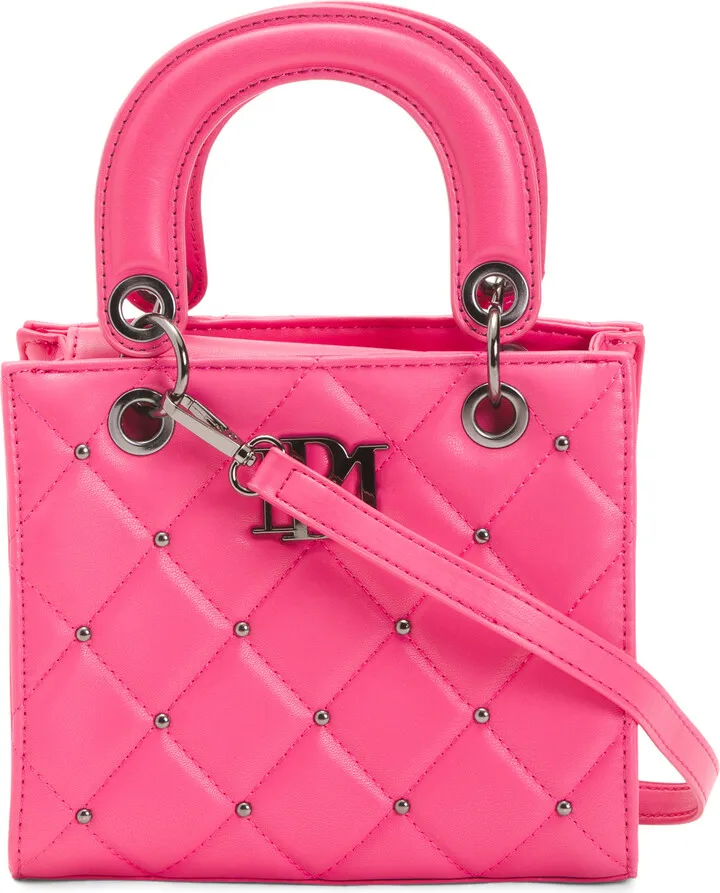 Small Tote With Diamond Quilting And Nailhead Studs