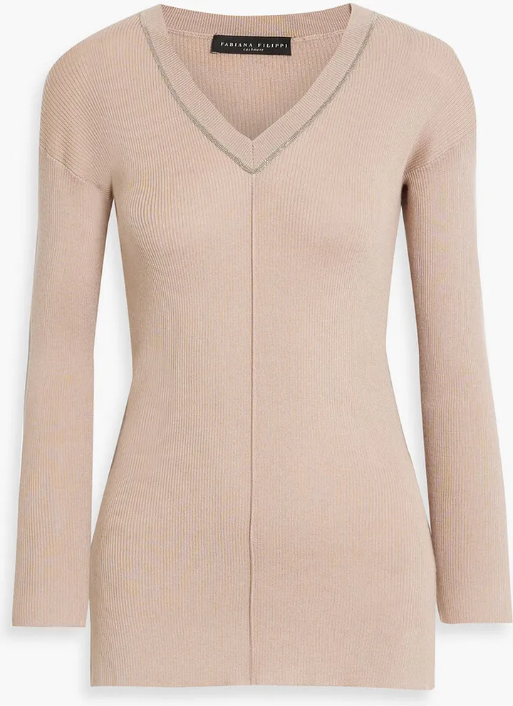 Ribbed cashmere and silk-blend sweater