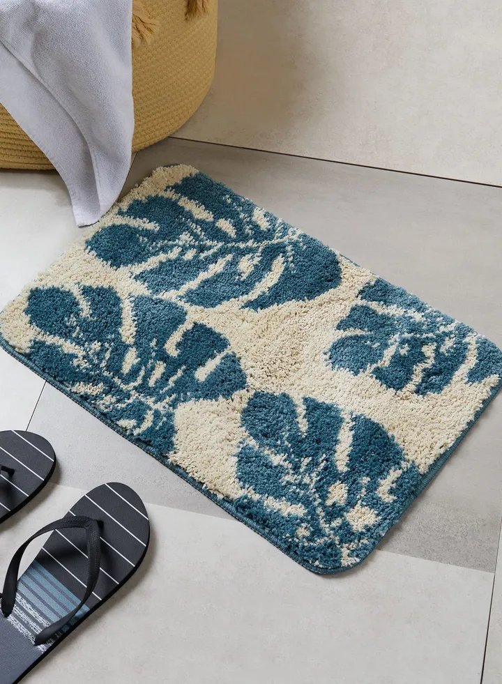 Leaf Print Bath Mat