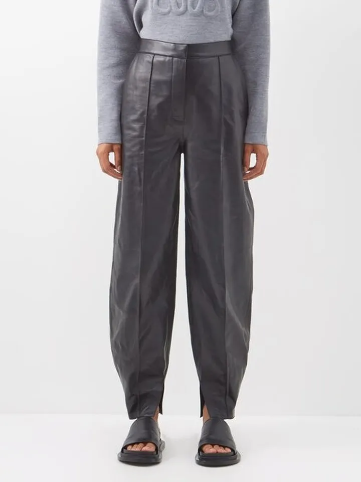 High-rise Pegged-leather Trousers