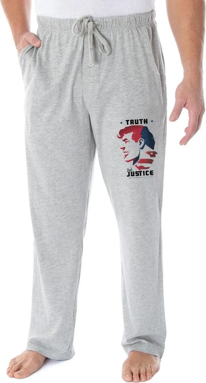 DC Mens' Superman Silhouette Truth and Justice Sleep Pajama Pants (XXXL) Grey