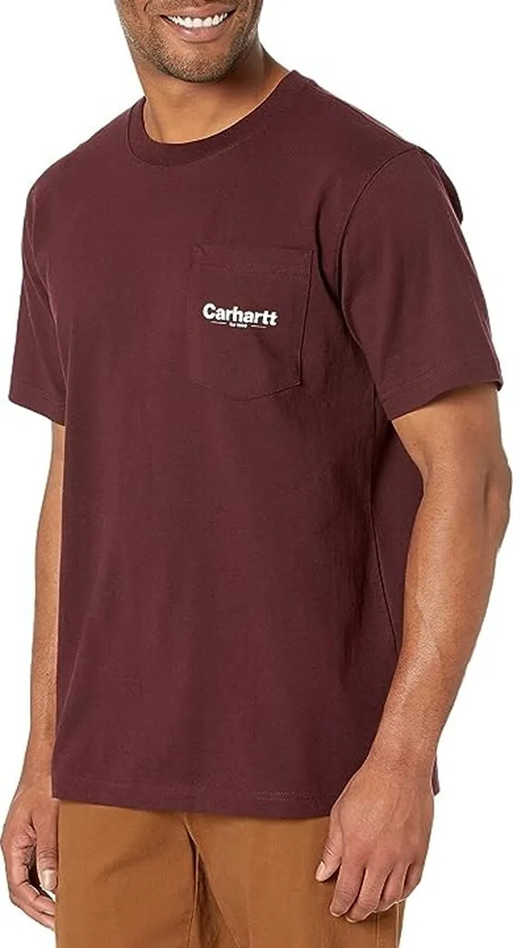 Carhartt Relaxed Fit Heavyweight Short Sleeve Line Graphic T-Shirt (Port) Men's Clothing