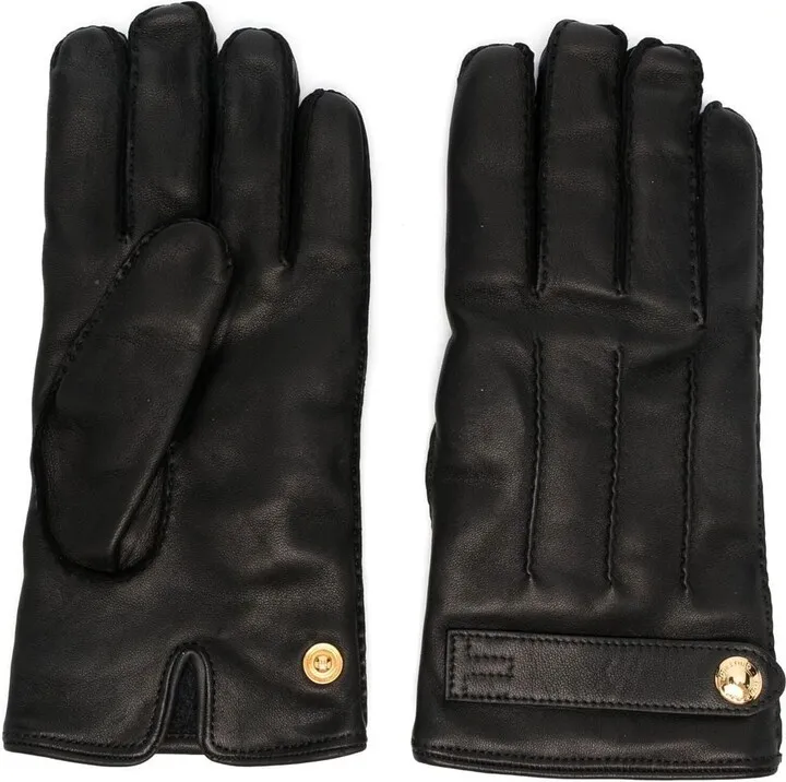Press-Stud Leather Gloves