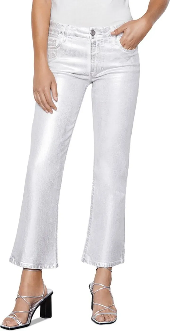 Womens Coated Cropped Bootcut Jeans